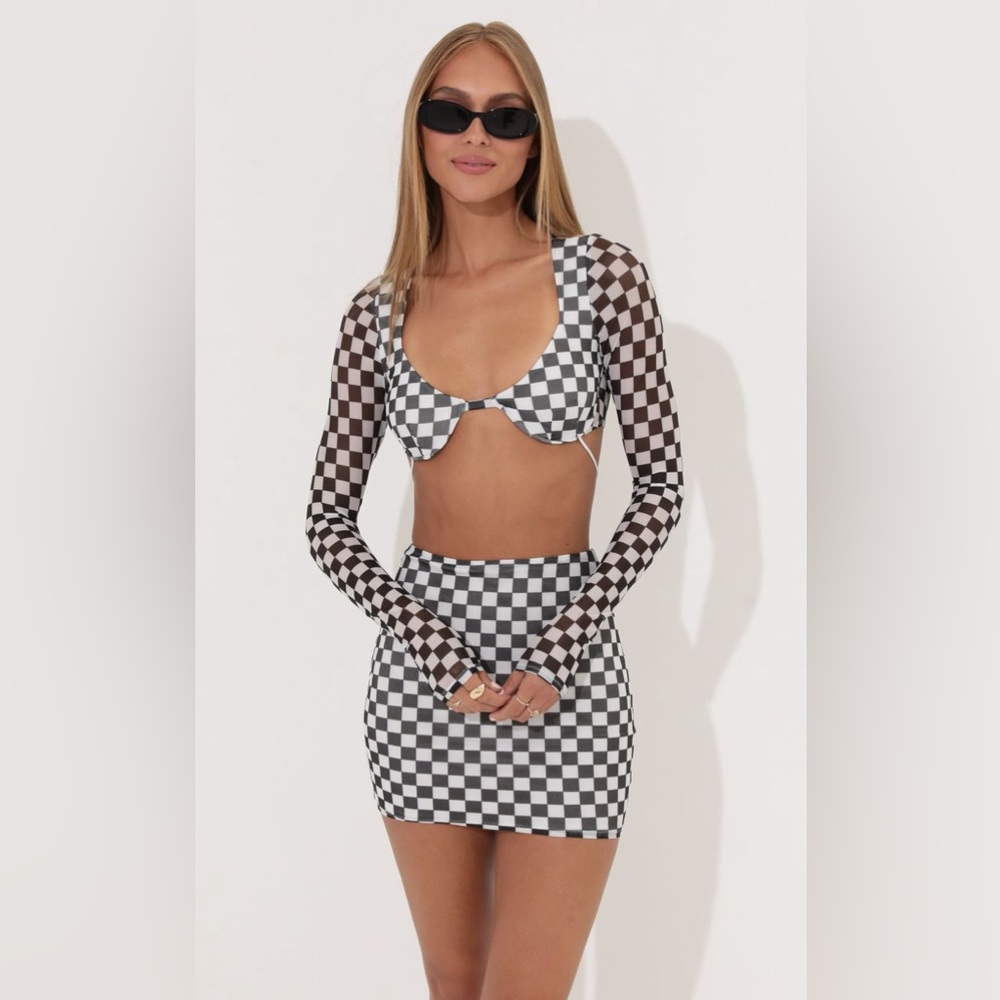 Lucy in the Sky Checkered crop top and skirt set